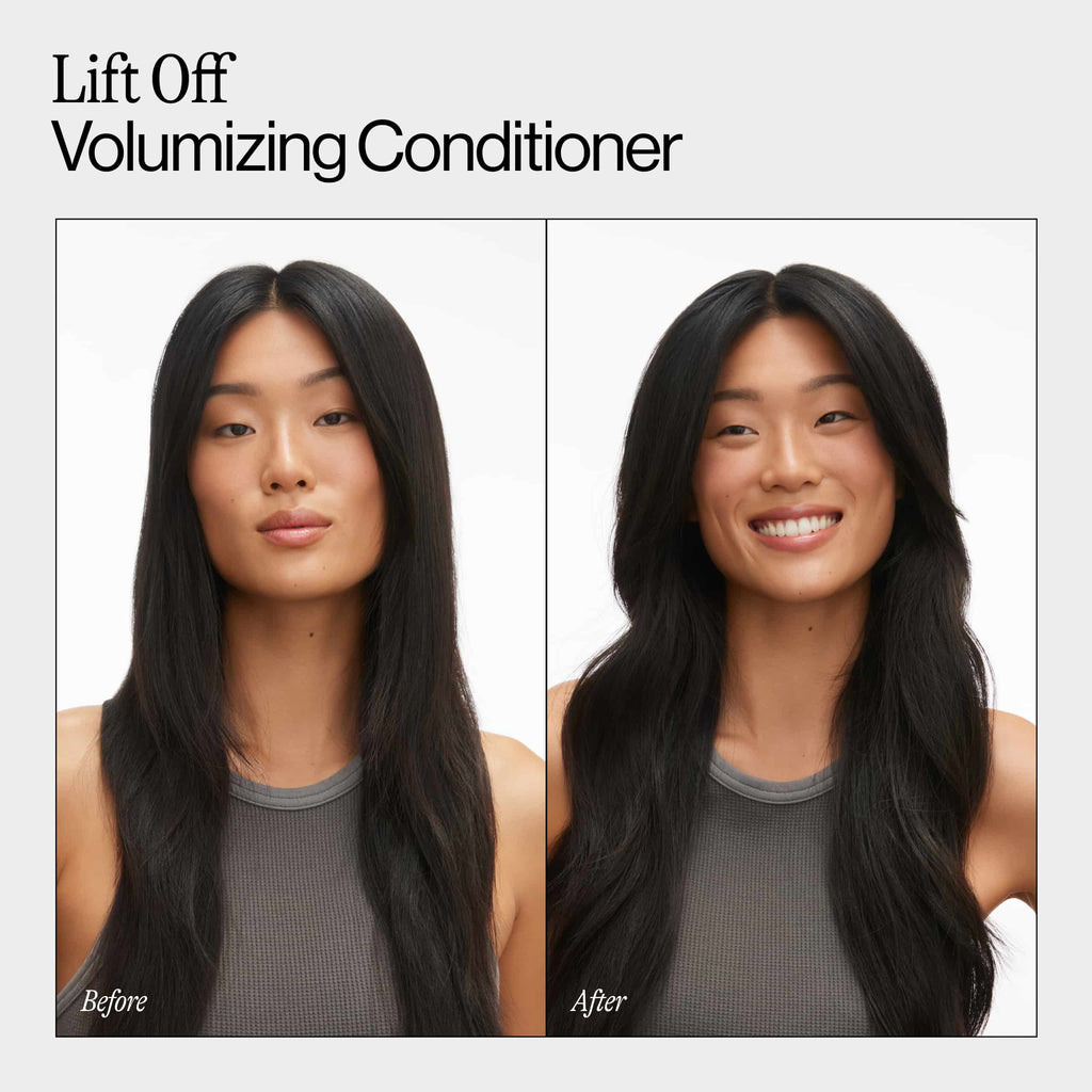 Before and After Using Eva NYC Lift Off Volumizing Conditioner