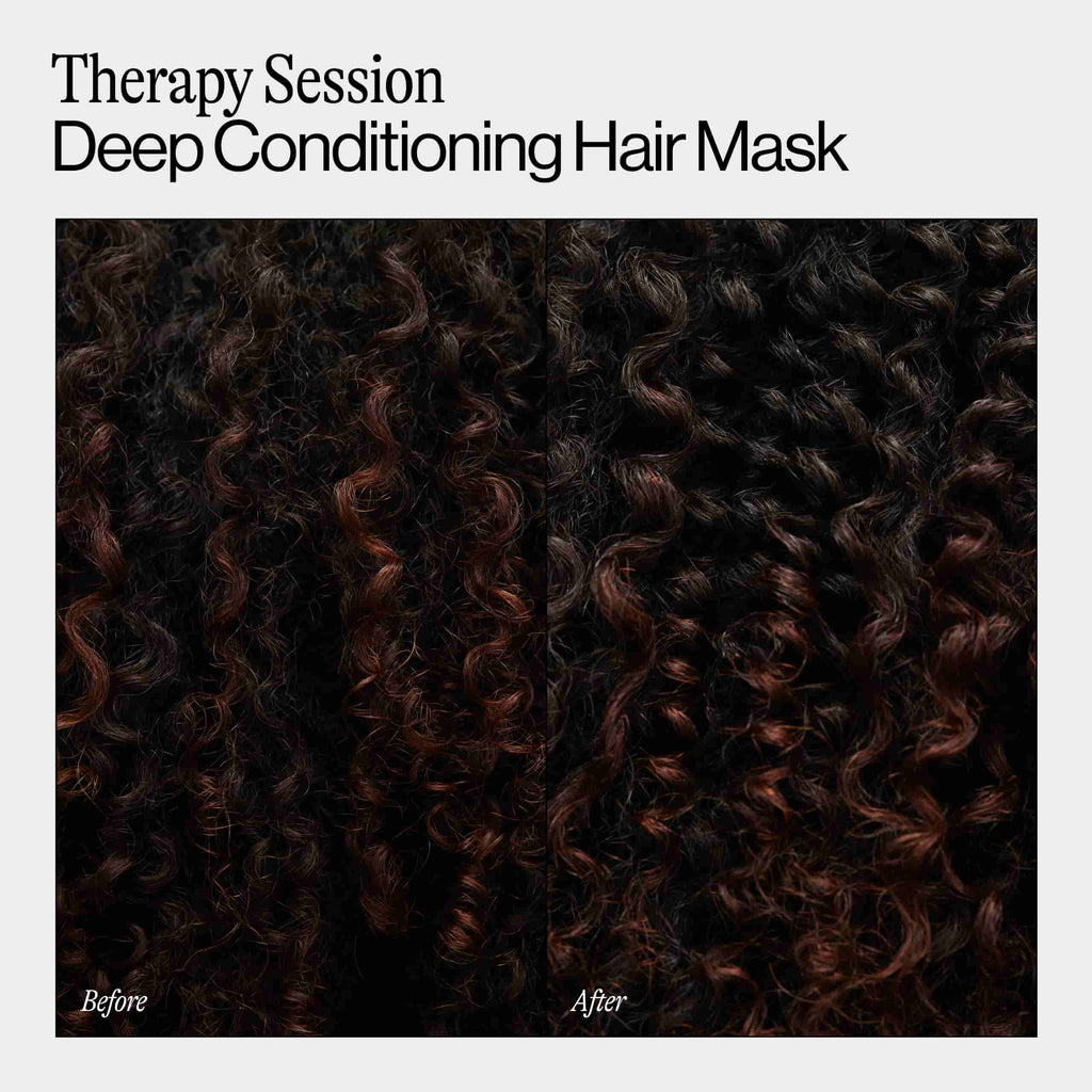 Before and After Using Eva NYC Therapy Session Deep Conditioning Hair Mask