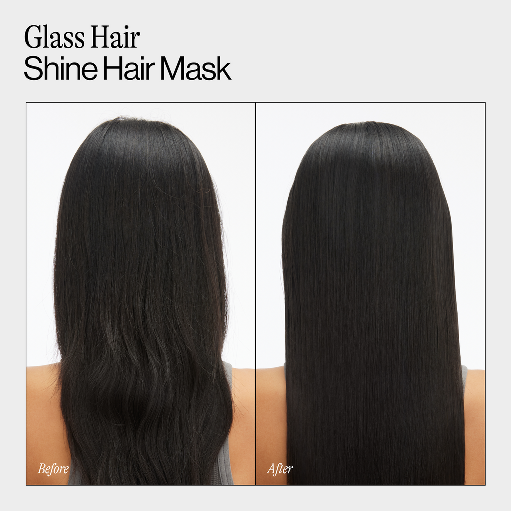 Before and After Using Glass Hair Shine Hair Mask