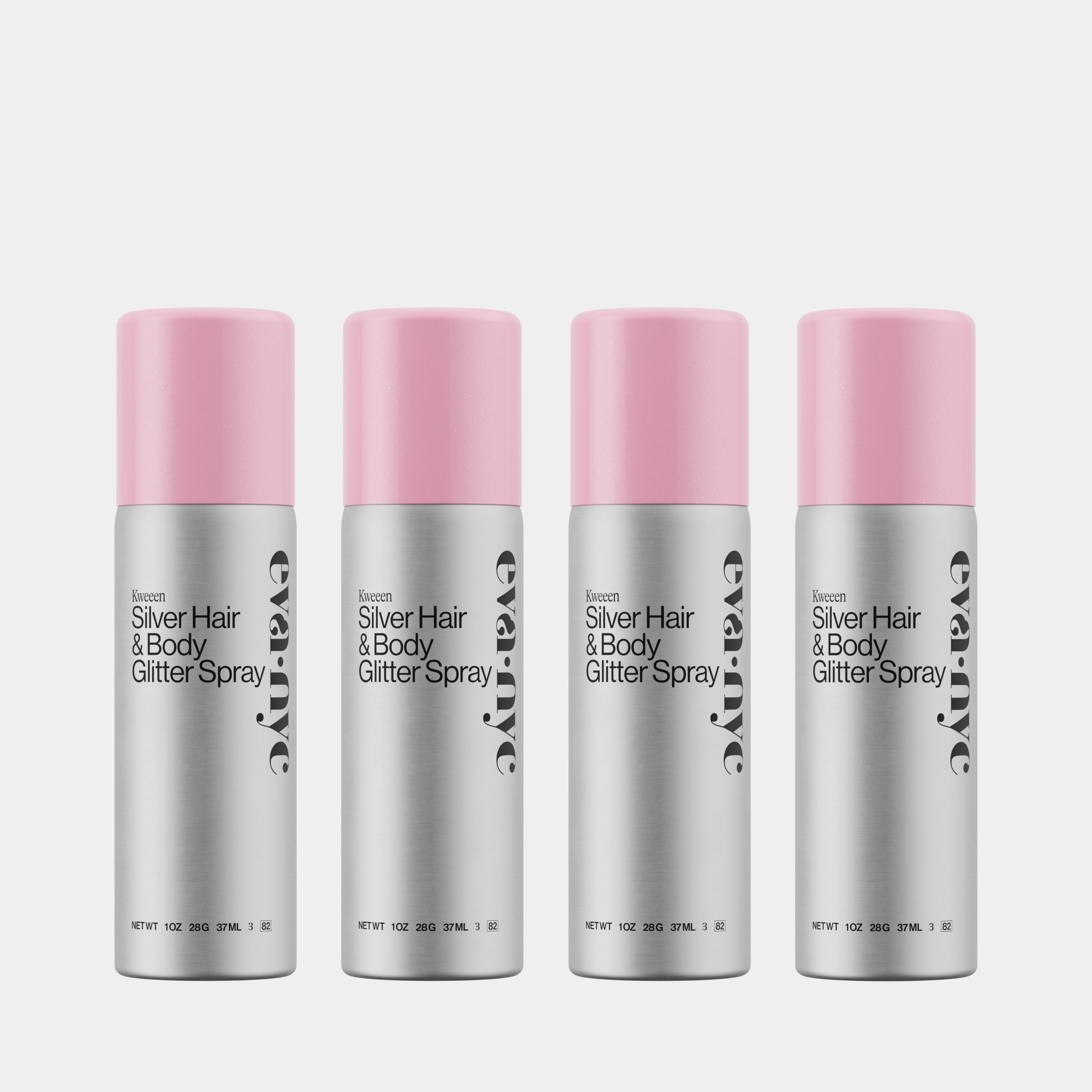 Kweeen Lightweight Silver Hair & Body Glitter Shimmer Spray Mini Travel Size 4-Pack
